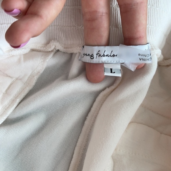 YOUNG FABULOUS & BROKE Velvet Ollie sweat Pant In Solid Cream color size L - Picture 4 of 7